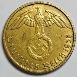 1938 B 5 REICHSPFENNIG GERMANY NAZI WW2 COIN