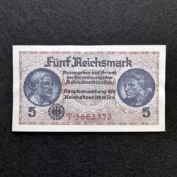 5 REICHSMARK 1940 1945 ND GERMANY THIRD REICH WW2 BANKNOTE REPRODUCTION P-R138