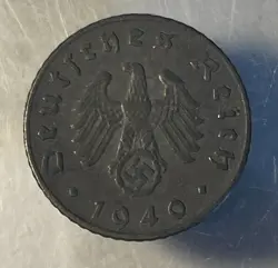 WW2 PERIOD GERMAN COIN / 5 REICHSPFENNIG 1940