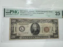 1934A $20 EMERGENCY NOTES ISSUED DURING WW2 2305 PMG 25