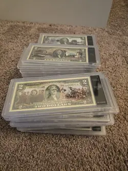 28 WORLD WAR 2 FAMOUS BATTLES 2 DOLLAR BILLS UNCIRCULATED 