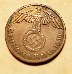 GERMAN 1939 A  1 REICHSPFENNIG   COIN 3RD REICH WW2 PFENNIG RP