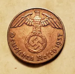 GERMAN 1937 A 1 REICHSPFENNIG   COIN 3RD REICH WW2 PFENNIG RP