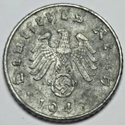 1940 A 5 REICHSPFENNIG NAZI GERMANY COIN WW2
