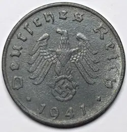 1941 B 10 REICHSPFENNIG NAZI GERMANY WW2 COIN