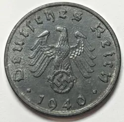 1940 B 10 REICHSPFENNIG NAZI GERMANY WW2 COIN