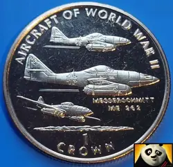 1995 ISLE OF MAN 1 ONE CROWN MESSERSCHMITT AIRCRAFT OF WWII WW2 CROWN SIZE COIN