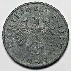 1941 B 5 REICHSPFENNIG NAZI GERMANY COIN WW2