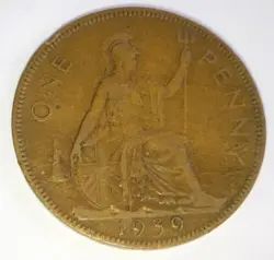 ENGLAND ONE PENNY 1939 GEORGE VL WW2