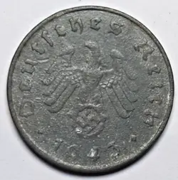 1943 G 10 REICHSPFENNIG NAZI GERMANY WW2 COIN