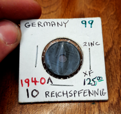1940 A 5 REICHSPFENNIG GERMAN WW2 THIRD REICH MILITARY HOLE COIN