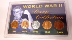 WORLD WAR 2 PENNY COLLECTION 1941 1942 1943 (STEEL) 1944 1945 WHEAT PENNY