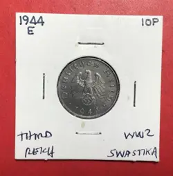 1944E GERMANY THIRD REICH SWASTIKA WORLD WAR 2! 10 PFENNIG! SWASTIKA! OLD COIN!
