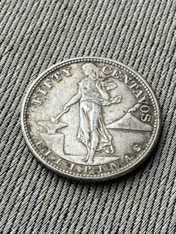 1944-S PHILIPPINES FIFTY CENTAVOS SILVER COIN WW2