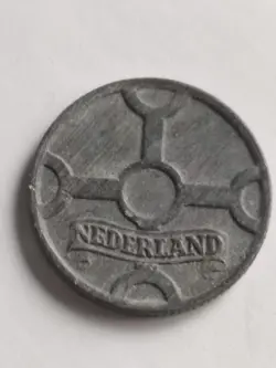 1942 NETHERLANDS  1 CENT COIN ~ GERMAN OCCUPATION ~ WW2. DUTCH ZINC COIN. L@@K