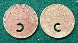 CLINCHMORE COAL MINING TENNESSEE TN 10 ¢ TOKEN USED FIBRE WW2 OBSORNE REGISTER