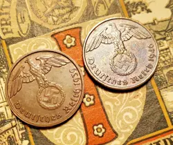 GERMAN 1939 B 1940 A  2  REICHSPFENNIG   COIN 3RD REICH WW2 PFENNIG RP