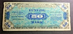 1944 WW2 GERMAN MILITARY BANKNOTE CURRENCY 50 MARK PAPER MONEY