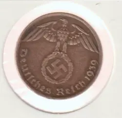 RARE WWII COPPER GERMAN WAR 1939-G WW2 GERMANY 1 REICHSPFENNIG COLLECTION COIN