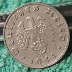 WW2 GERMAN 1944 1 REICHSPFENNIG COIN , WWII GERMANY