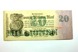 1923 GERMAN 20 MILLION MARK PURPLE BANKNOTE, GERMANY CURRENCY BETWEEN WWI & WW2