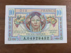 10 FRANCS BANKNOTE OCCUPIED GERMANY 1947 FRANCE WAR 1940 1945 WW2