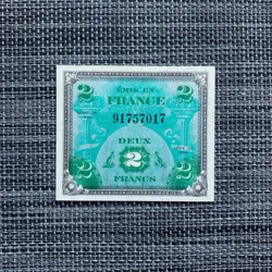 *** WW2 FRENCH 2 FRANC 1944 (ALLIED OCCUPATION CURRENCY) FRANCE BANKNOTE WWII