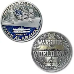 US NAVY USS ALABAMA BB-60 WARSHIPS OF WW2 COLLECTIBLE COIN