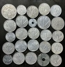 OLD FRANCE COIN LOT - VICHY FRANCE - 25 WW2 ERA COINS - LOT #D10