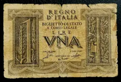 1939 ITALY BANKNOTE 1 LIRE ITALIAN EUROPE WW2 MONEY PAPER CURRENCY FREE SHIPPING