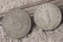 TWO DAMAGED WW2 GERMAN REICHPFENNIGS