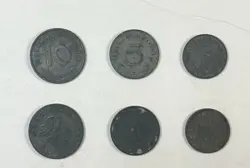 NAZI THIRD REICH GERMAN WW2 LOT OF 6 COINS 1 5 10 REICHSPFENNIG 1941 SET M-95