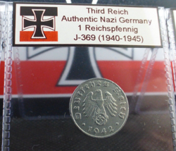 NAZI GERMANY WW2 COIN - 1 REICHSPFENNIG GENUINE OLD THIRD REICH RARE ZINC ISSUE