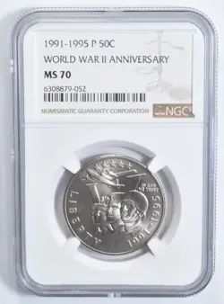 MS70 1991-1995-P WORLD WAR 2 WWII COMMEMORATIVE HALF DOLLAR NGC *8552