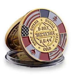 NEW STORMING NORMANDY WORLD WAR 2 DOUBLE SIDED GOLD PLATED COMMEMORATIVE COIN