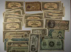 MIXED FOREIGN WORLD CURRENCY PAPER MONEY LOT OF 28 BANKNOTES ... WW2