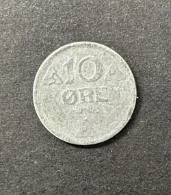 NORWAY | 10 ORE ZINC COIN HAAKON VII  WW2 GERMAN OCCUPATION 1943 - 1945