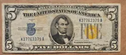 1934 A NORTH AFRICA $5 NOTE SILVER CERTIFICATE WORLD WAR 2 RELIC VERY FINE VF