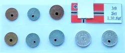 SET GERMANY 8X COINS 1 2 5 10 50 REICHSPFENNIG VINTAGE THIRD REICH GENUINE WW2
