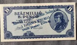 HUNGARY SZAZMILLIO B.-PENGO P-136 WW2 PENGO BANKNOTE WWII 1946