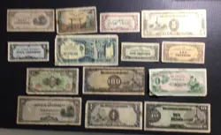 1940S JAPANESE GOVERNMENT WW2 OCCUPATION INVASION CURRENCY! JAPAN SET OF 14 DIFF