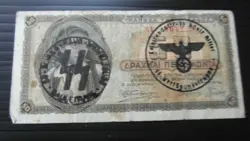 GREECE BANKNOTE 50 DRACHMA, GERMAN OCCUPATION WWII HAND STAMPED ~102