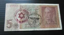 GERMANY 5 REICHSMARK 1942  WWII HAND STAMPED ~133