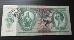 HUNGARY BANKNOTE 10 PENGO, GERMAN OCCUPATION WWII HAND STAMPED ~117
