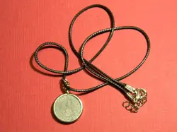 NECKLACE WW2 GERMAN 1940-1944 5 PFENNIG LEATHER CHAIN 18