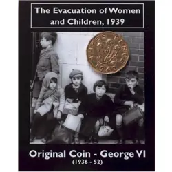 EVACUEES BRASS THREEPENCE COIN GEORGE VI 1936-1952 WW2 MILITARY COLLECTORS INFO