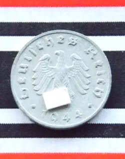 GERMAN COIN 1944 A 1 REICHSPFENNIG ZINC SWASTIKA 3RD REICH WW2 + UNC PFENNIG RPF