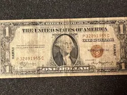 $1 HAWAII WW2 BROWN SEAL NOTE EMERGENCY CURRENCY