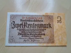 2 RENTENMARK REICHSMARK THIRD REICH WW2 GERMAN EMPIRE