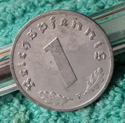 WW2  1 REICHSPFENNIG~ GERMANY, HEAVILY CIRCULATED WITH  OXIDATION